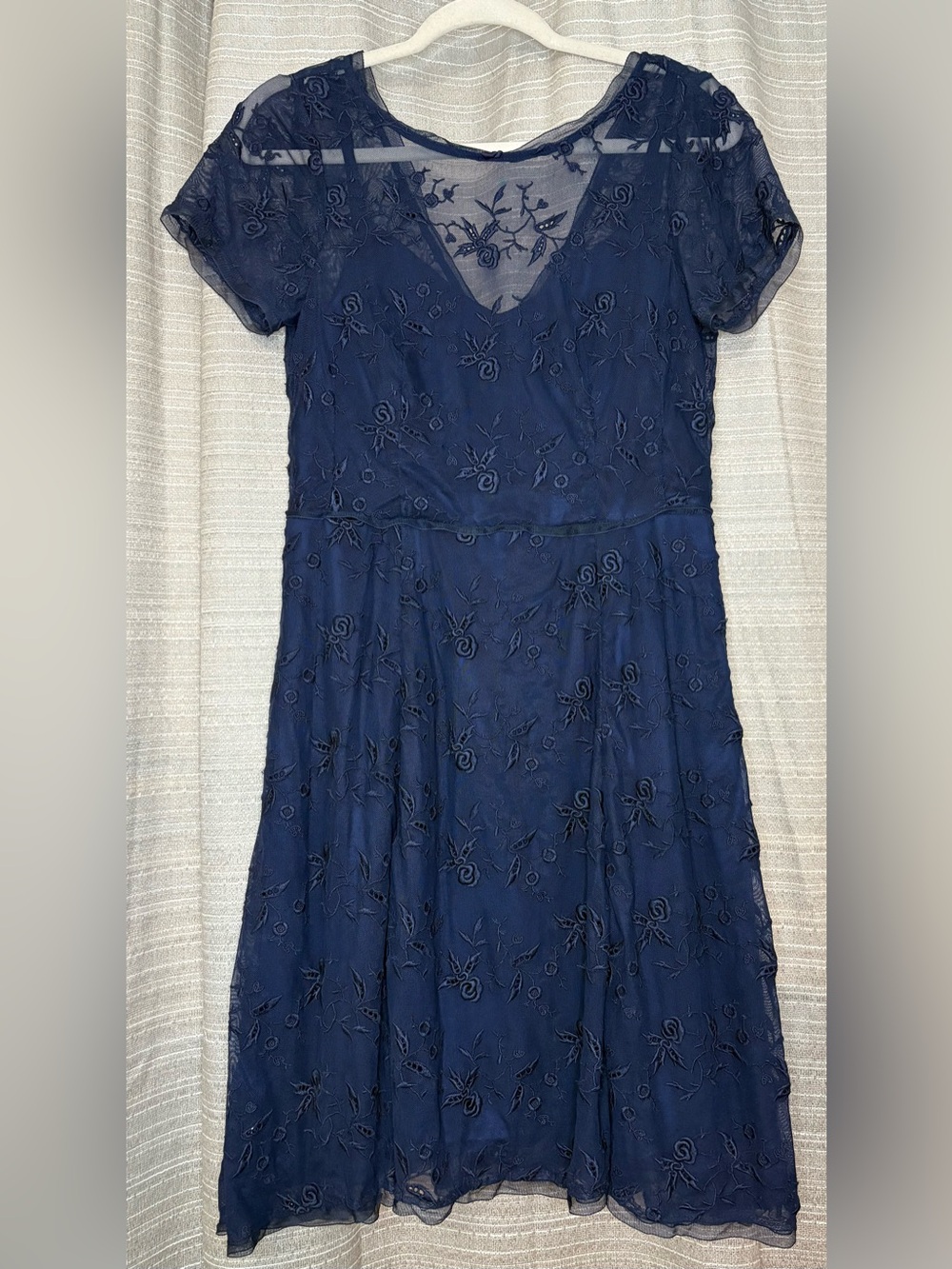 💙✨Nanette Lepore Navy Floral Embroidered Lace Midi Dress Size 10✨ - Picture 3 of 6